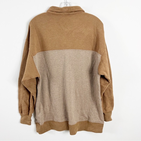 Re/Done Marden University 80s Upcycled Oversized Half Zip Sweatshirt Caramel NWT - Picture 6 of 7